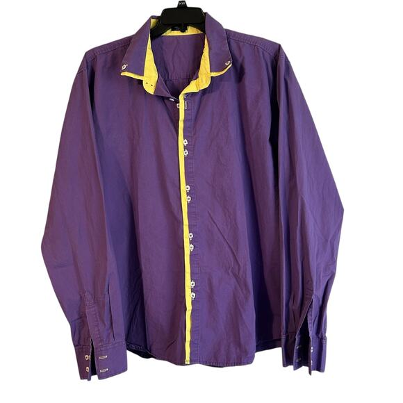 COOFANDY Women's Top Purple Yellow Contrasting Trim XXXL Artsy Cotton - Picture 2 of 13